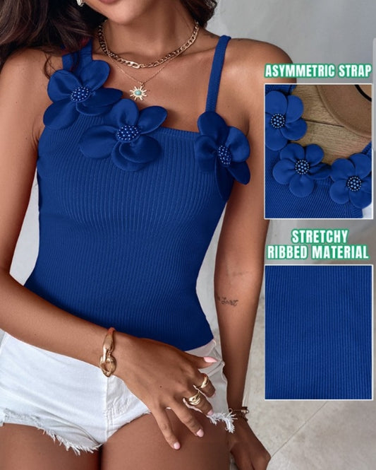 Premièrement : Ce 1 débardeur en tricot à motif floral et perles décoratives sans manches femme.
