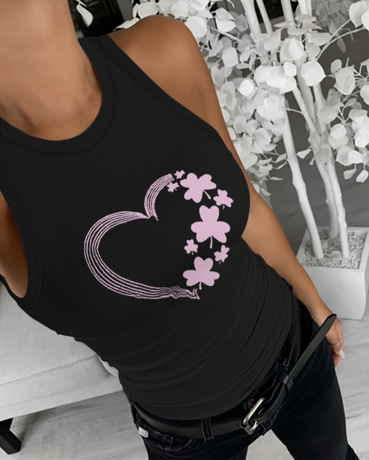 Premièrement : Célébrez la Saint-Patrick avec style grâce à ce Débardeur imprimé cœur chanceux de trèfle de la Saint-Patrick femme