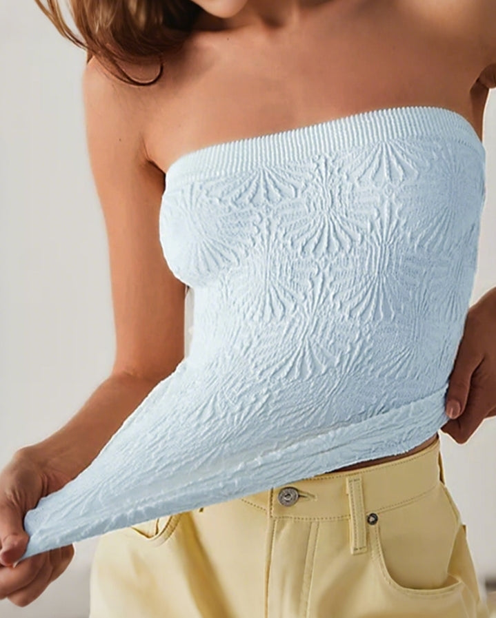 Premièrement : Ce Haut bandeau jacquard très extensible et gainant, sexy et respirant , sans manches Femme.