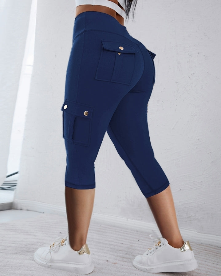 Premièrement : Ce Legging de motard taille haute avec poches à rabat pour soulever les fesses.