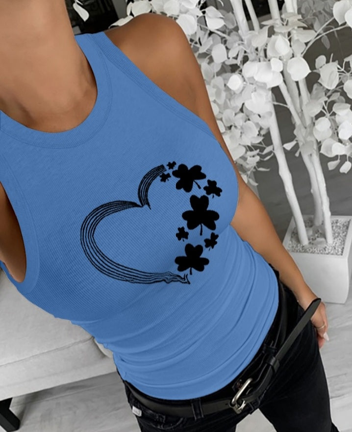 Premièrement : Célébrez la Saint-Patrick avec style grâce à ce Débardeur imprimé cœur chanceux de trèfle de la Saint-Patrick femme