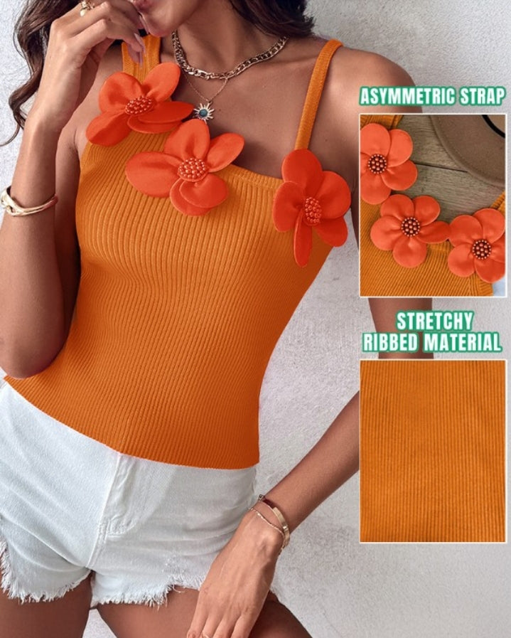 Premièrement : Ce 1 débardeur en tricot à motif floral et perles décoratives sans manches femme.