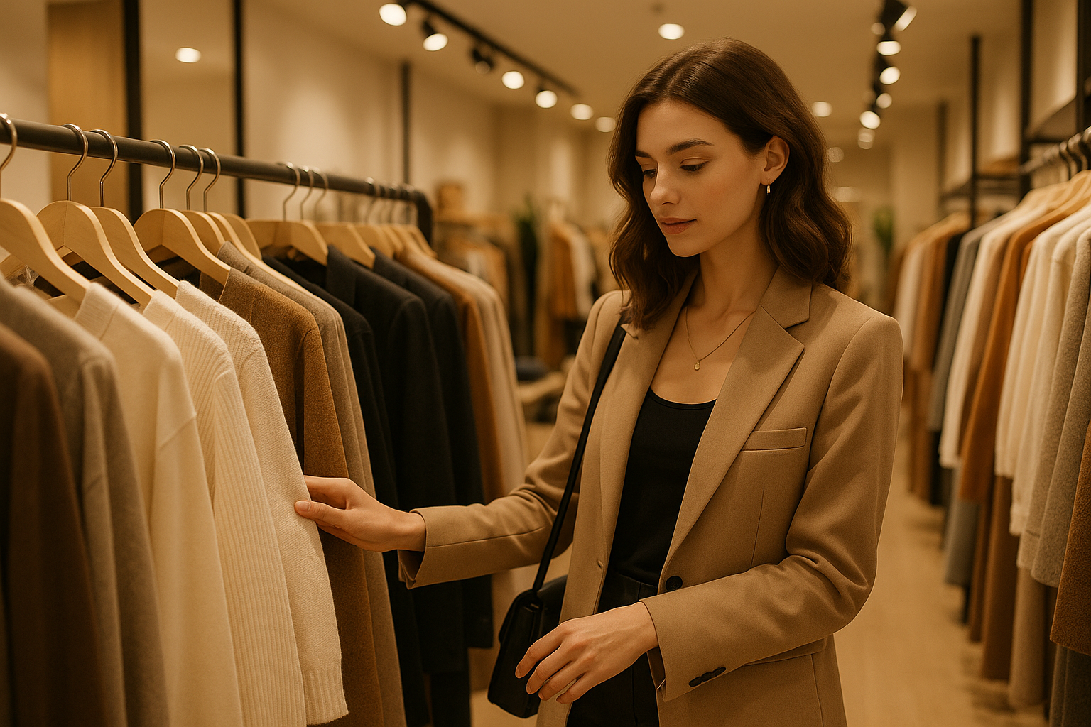 Une femme qui cherche des vêtements dans un rayon