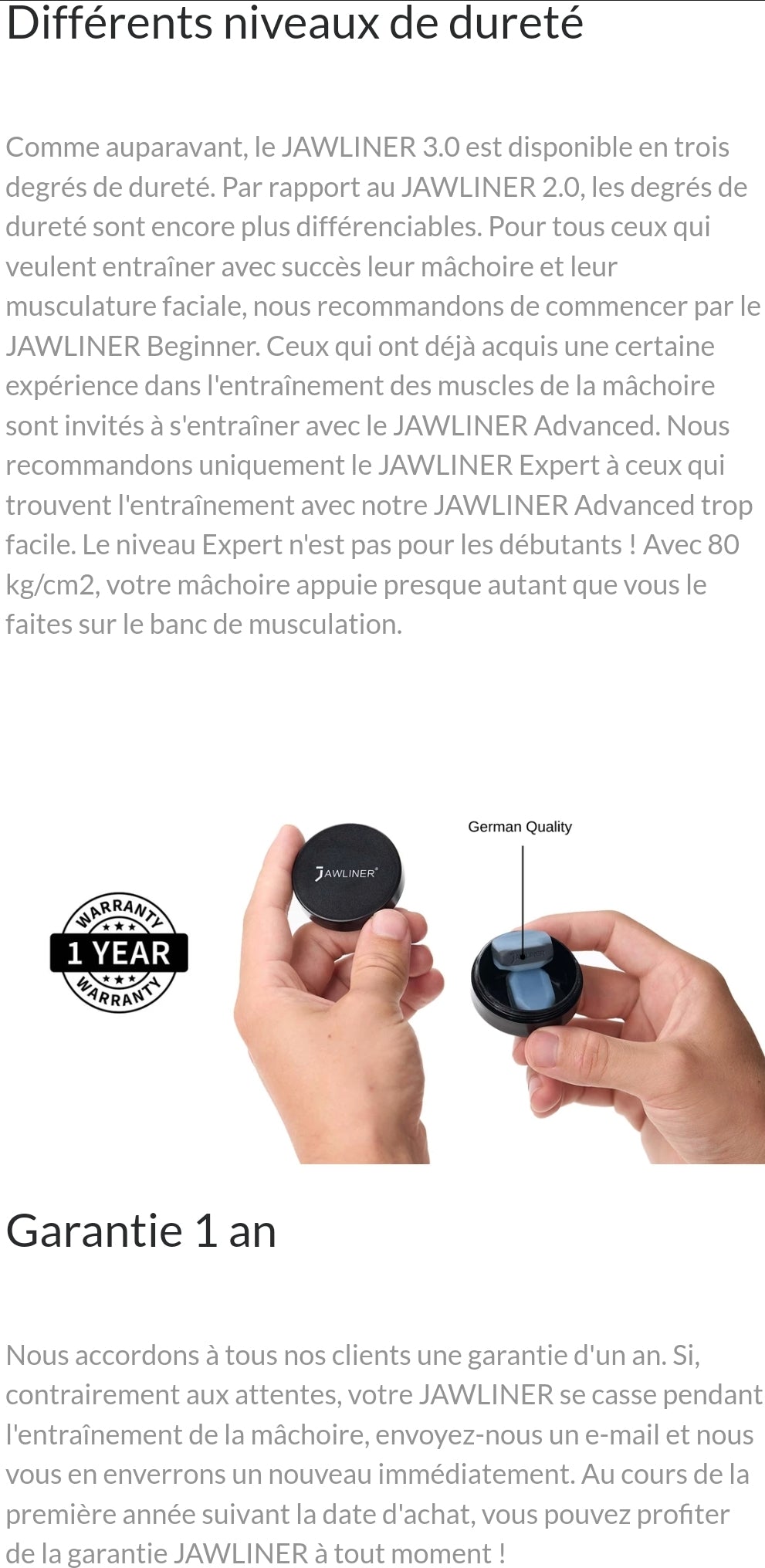 Le JAWLINER® 3.0 est spécialement conçu pour renforcer et sculpter les muscles de votre mâchoire grâce à des exercices ciblés et efficaces.