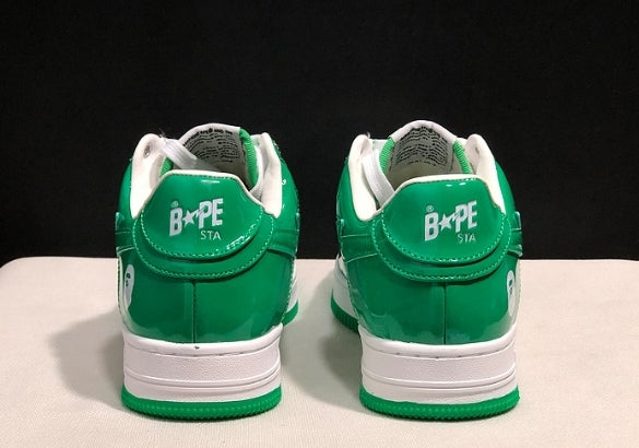 Chaussure Bapesta " Patent Leather Green White " Femme