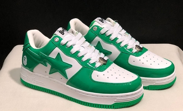 Chaussure Bapesta " Patent Leather Green White " Femme
