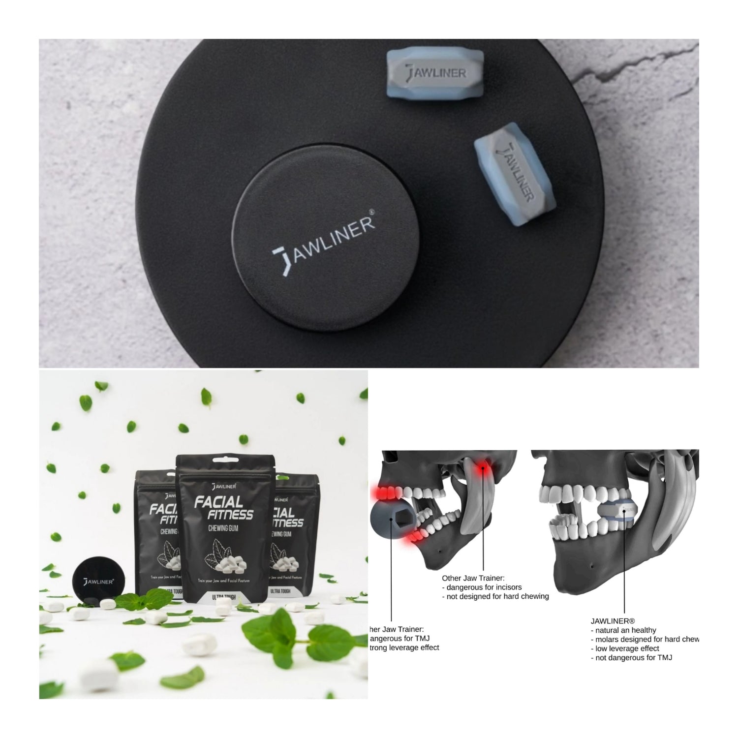 Le JAWLINER® 2.0 est spécialement conçu pour renforcer et sculpter les muscles de votre mâchoire grâce à des exercices ciblés et efficaces.