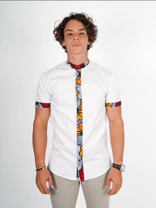 Chemise Mao manches courtes Abidjan Wax Bandama