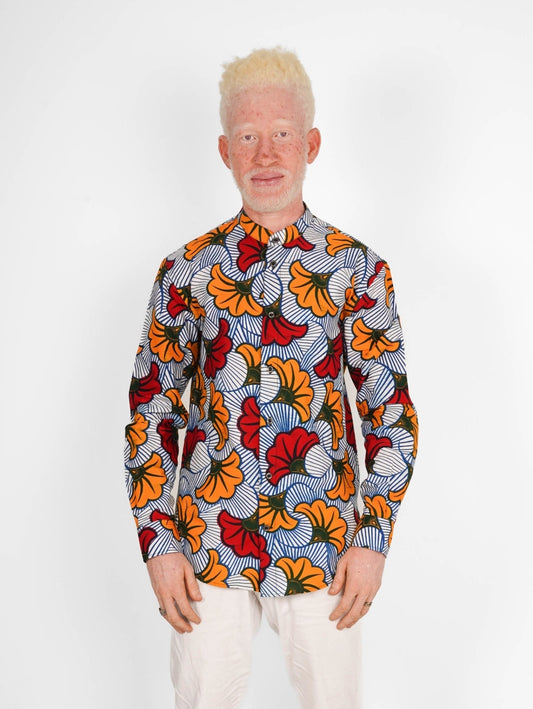 Chemise Mao wax manches longues Abidjan Wax Bandama