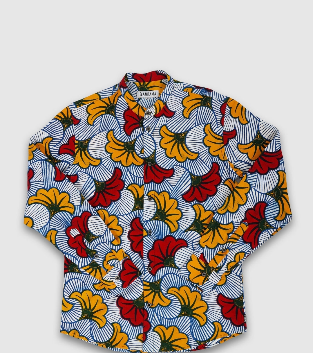 Chemise Mao wax manches longues Abidjan Wax Bandama