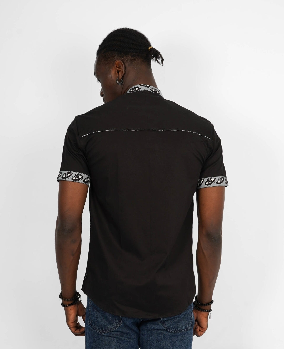Chemise Mao noire manches courtes Abuja