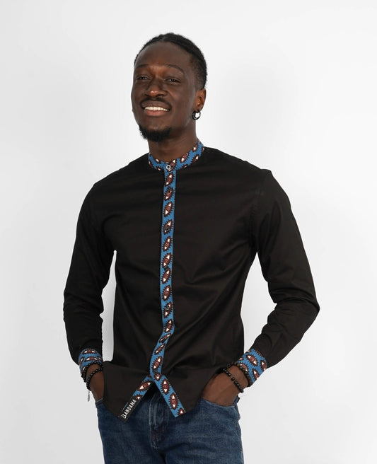 Chemise Mao noire manches longues Conakry