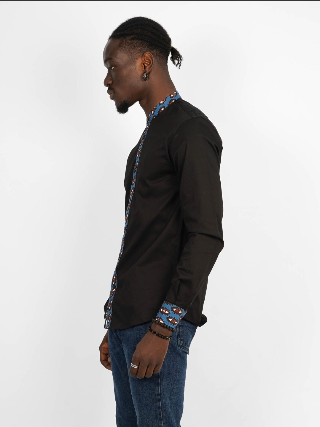 Chemise Mao noire manches longues Conakry