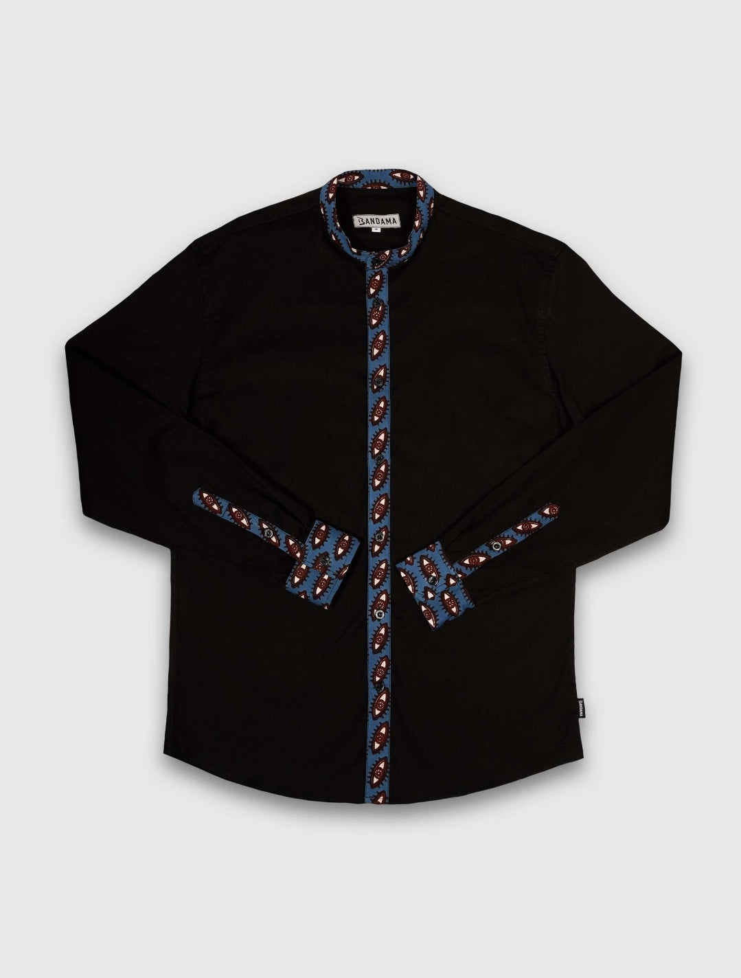 Chemise Mao noire manches longues Conakry