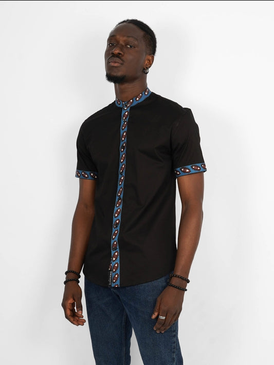 Chemise Mao noire manches courtes Conakry
