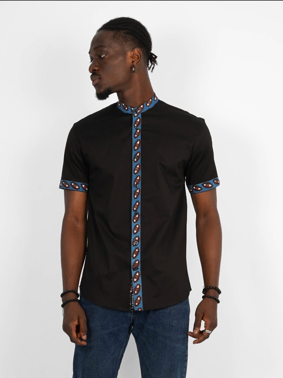 Chemise Mao noire manches courtes Conakry