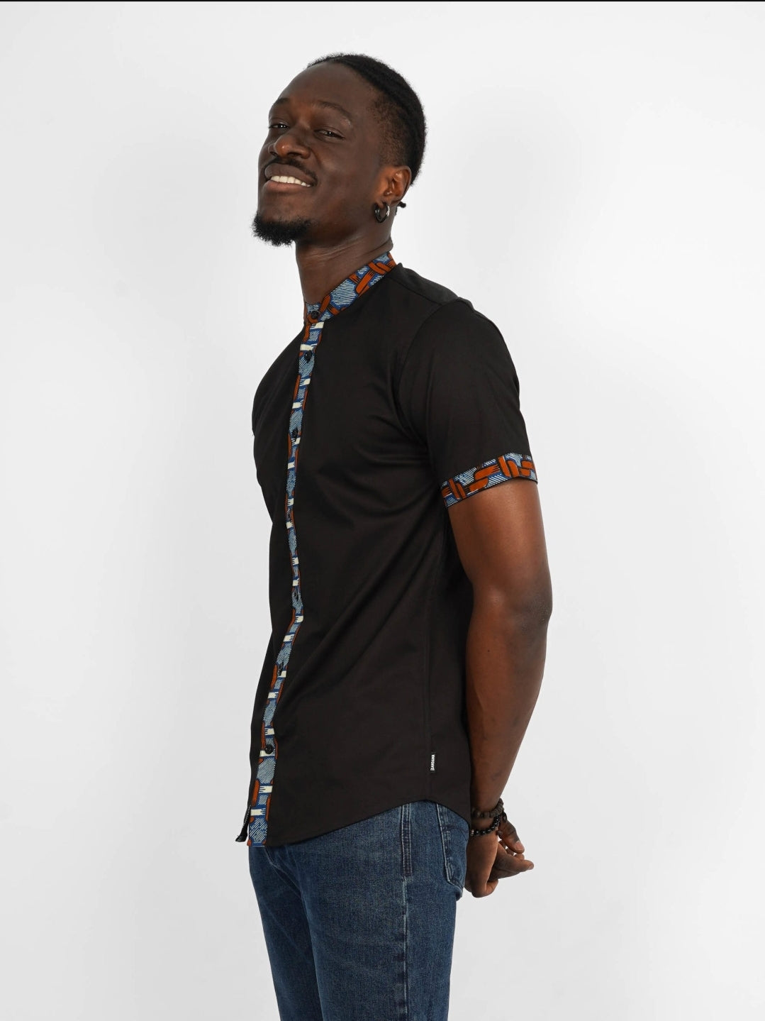 Chemise Mao noire manches courtes Dakar