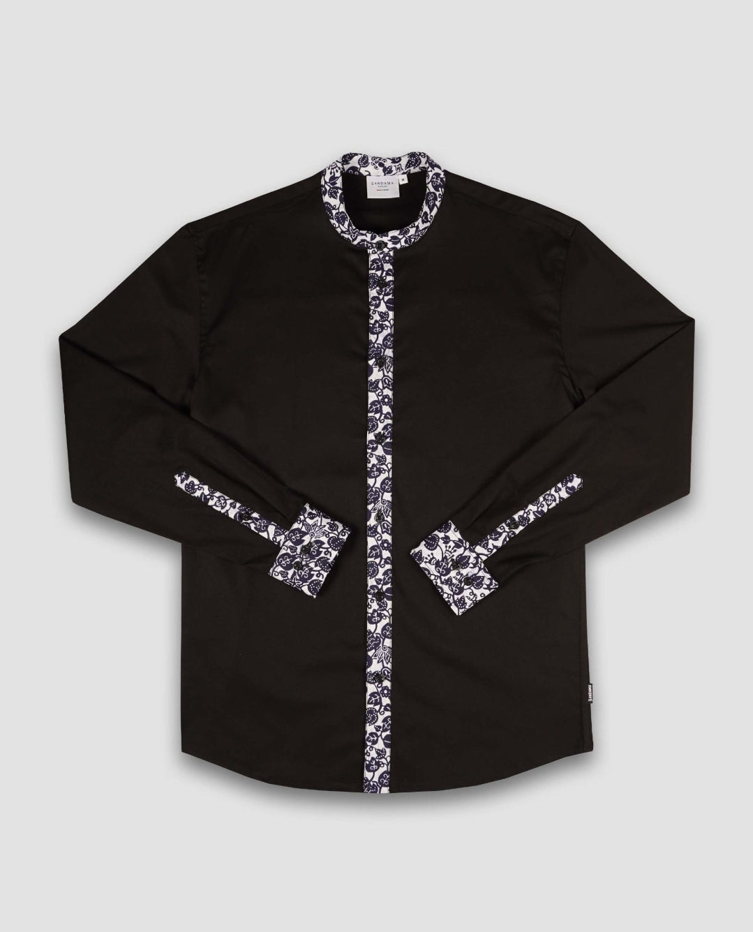 Chemise Mao noire manches longues Gitega