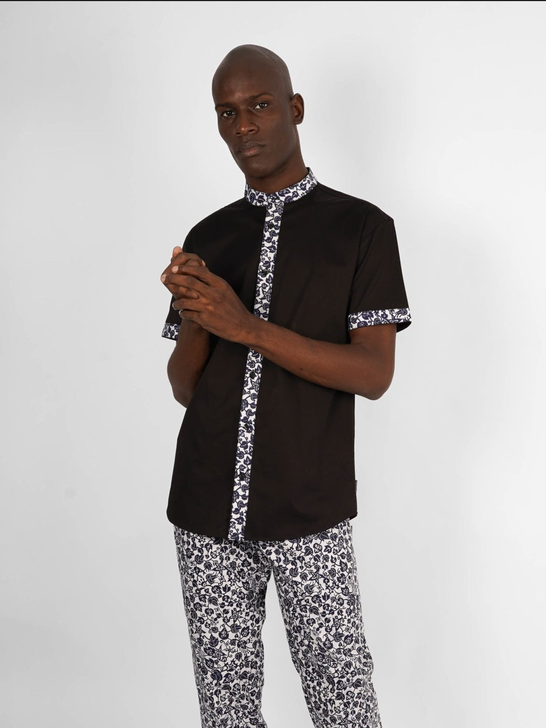 Chemise Mao noire manches courtes Gitega