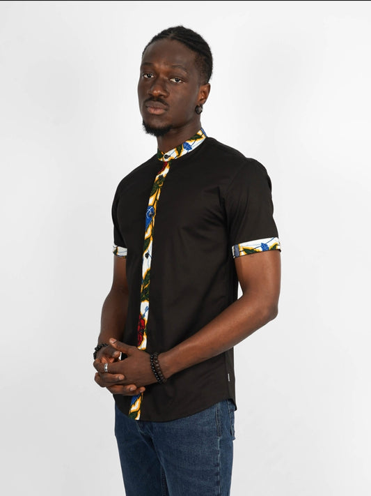 Chemise Mao noire manches courtes Kinshasa