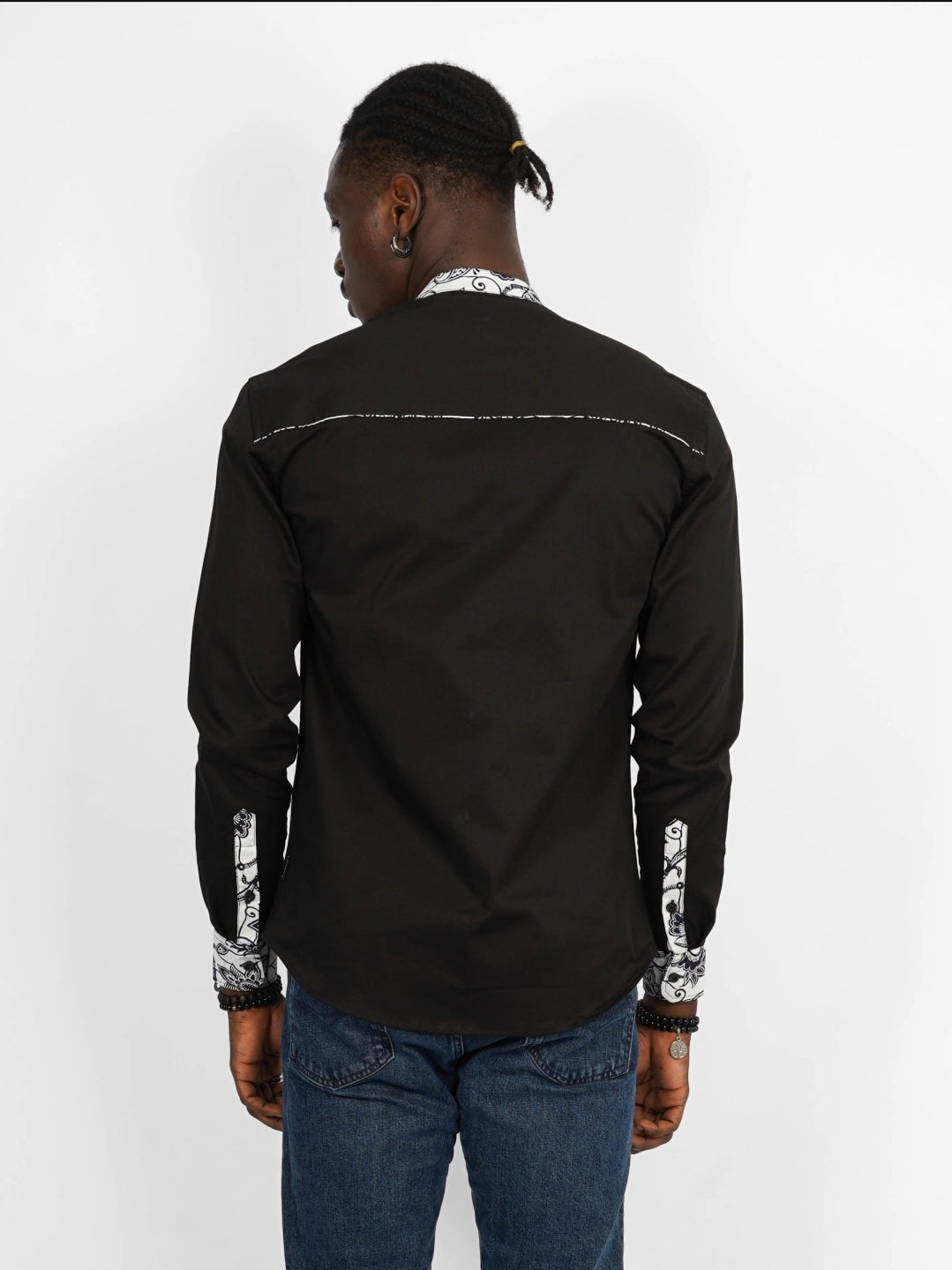 Chemise Mao noire manches longues Lagos