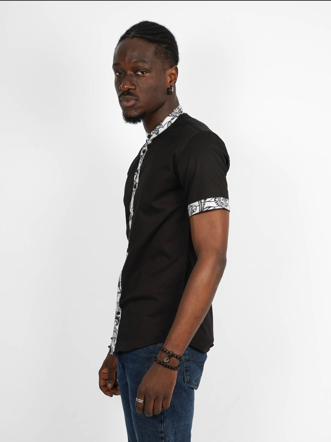Chemise Mao noire manches courtes Lagos