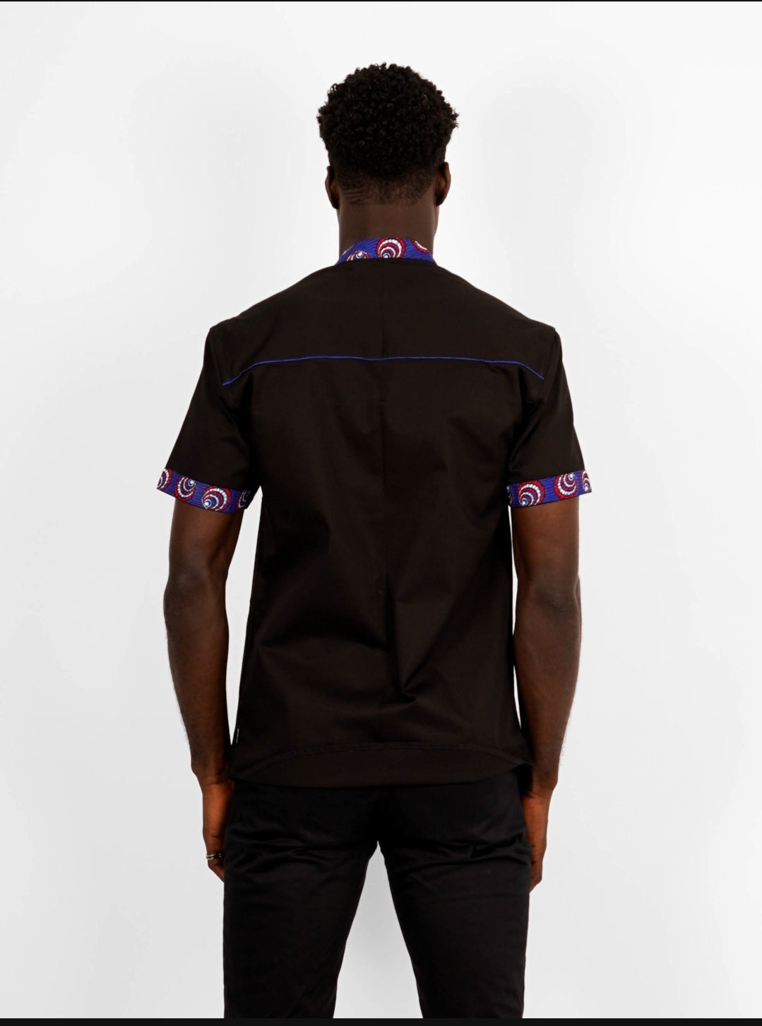 Chemise Mao noire manches courtes N’Djamena