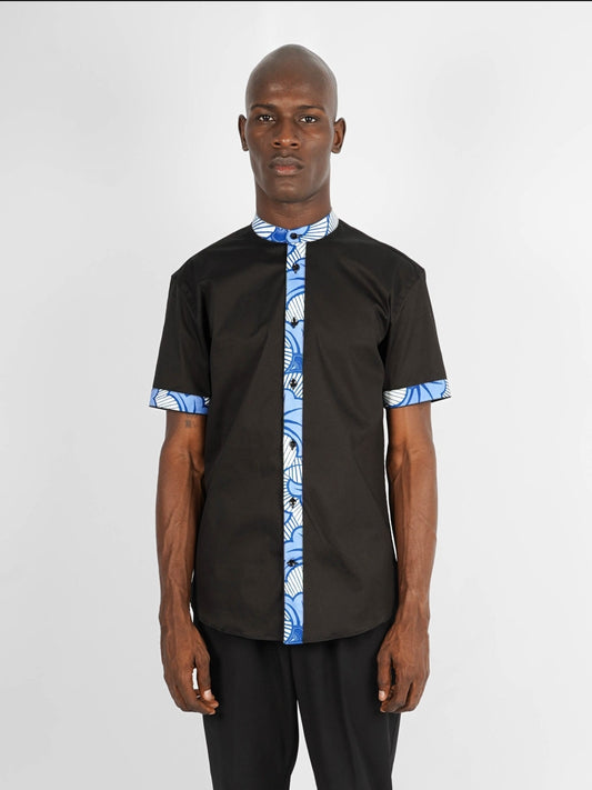 Chemise Mao noire manches courtes Victoria