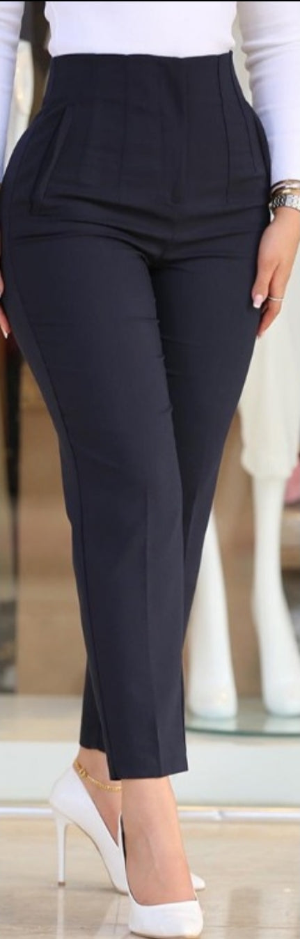 Pantalon skinny boutonné à taille femme