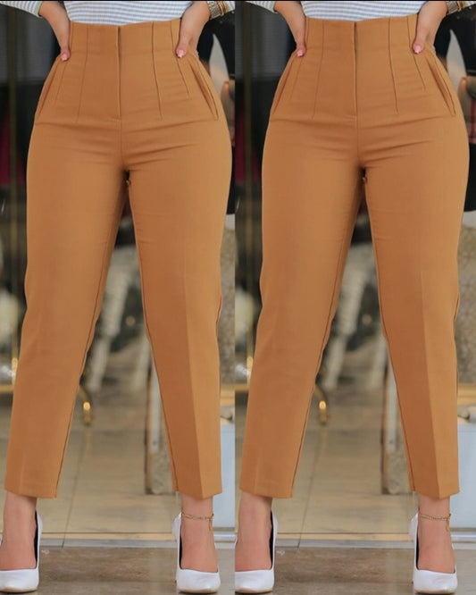 Pantalon skinny boutonné à taille femme