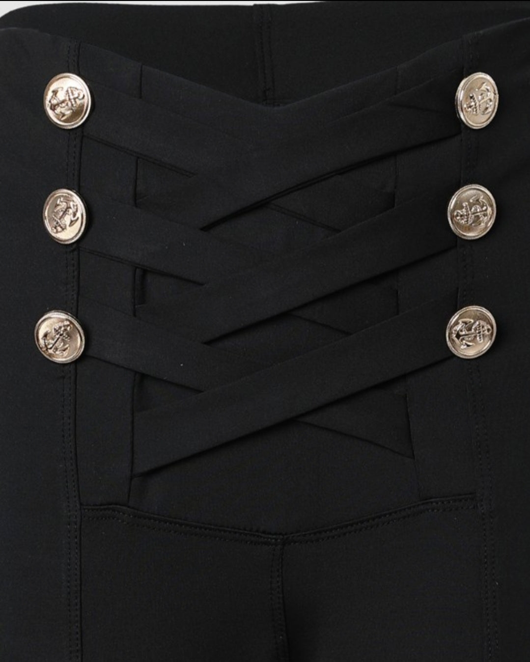 Women's buttoned waist skinny leggings