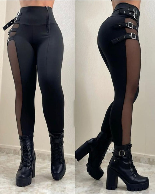 Pantalon skinny boutonné à taille femme