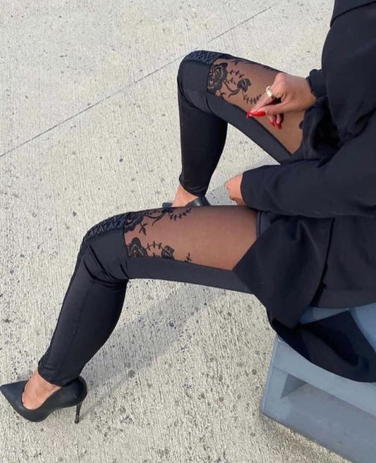 Pantalon skinny boutonné à taille femme