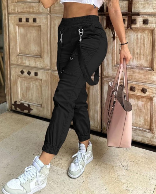 Pantalon skinny boutonné à taille femme