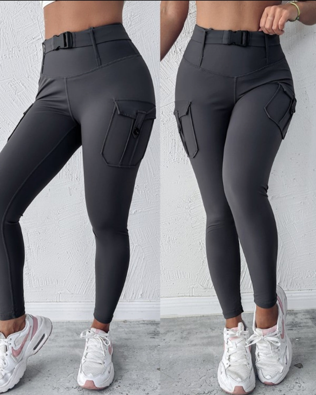 Leggings rembourré skinny boutonné à taille haute femme