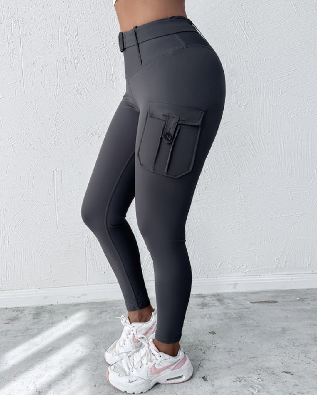 Leggings rembourré skinny boutonné à taille haute femme