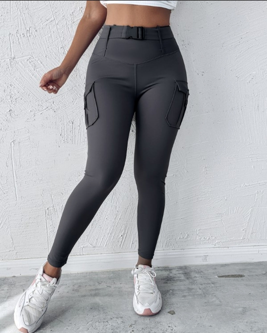 Leggings rembourré skinny boutonné à taille haute femme