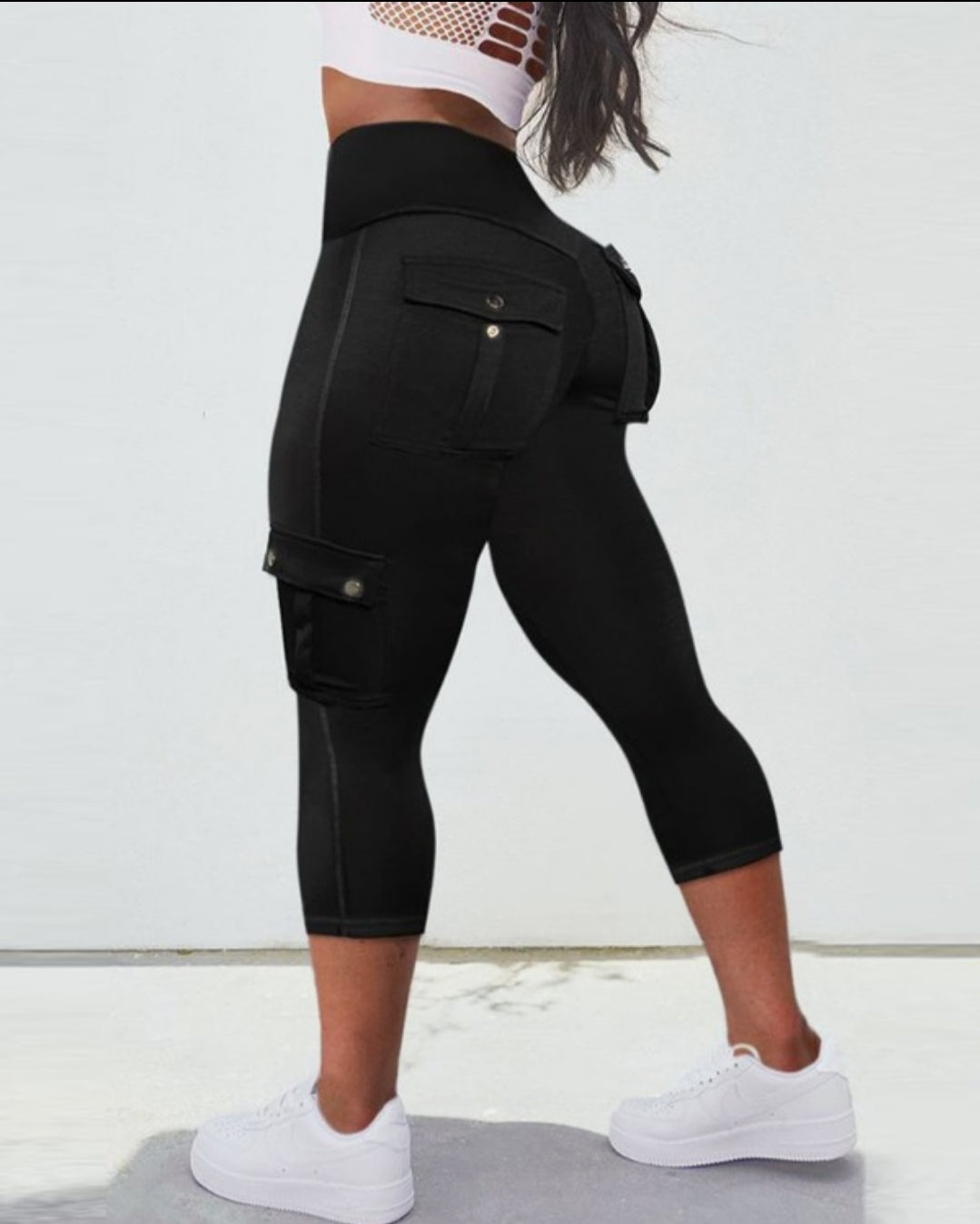Leggings rembourré skinny boutonné à taille haute femme