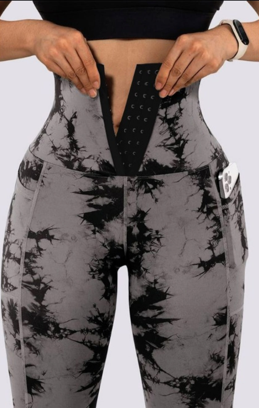 Leggings rembourré skinny boutonné à taille haute femme