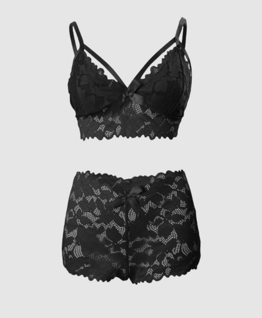 Ensemble de lingerie en dentelle à décor de nœud