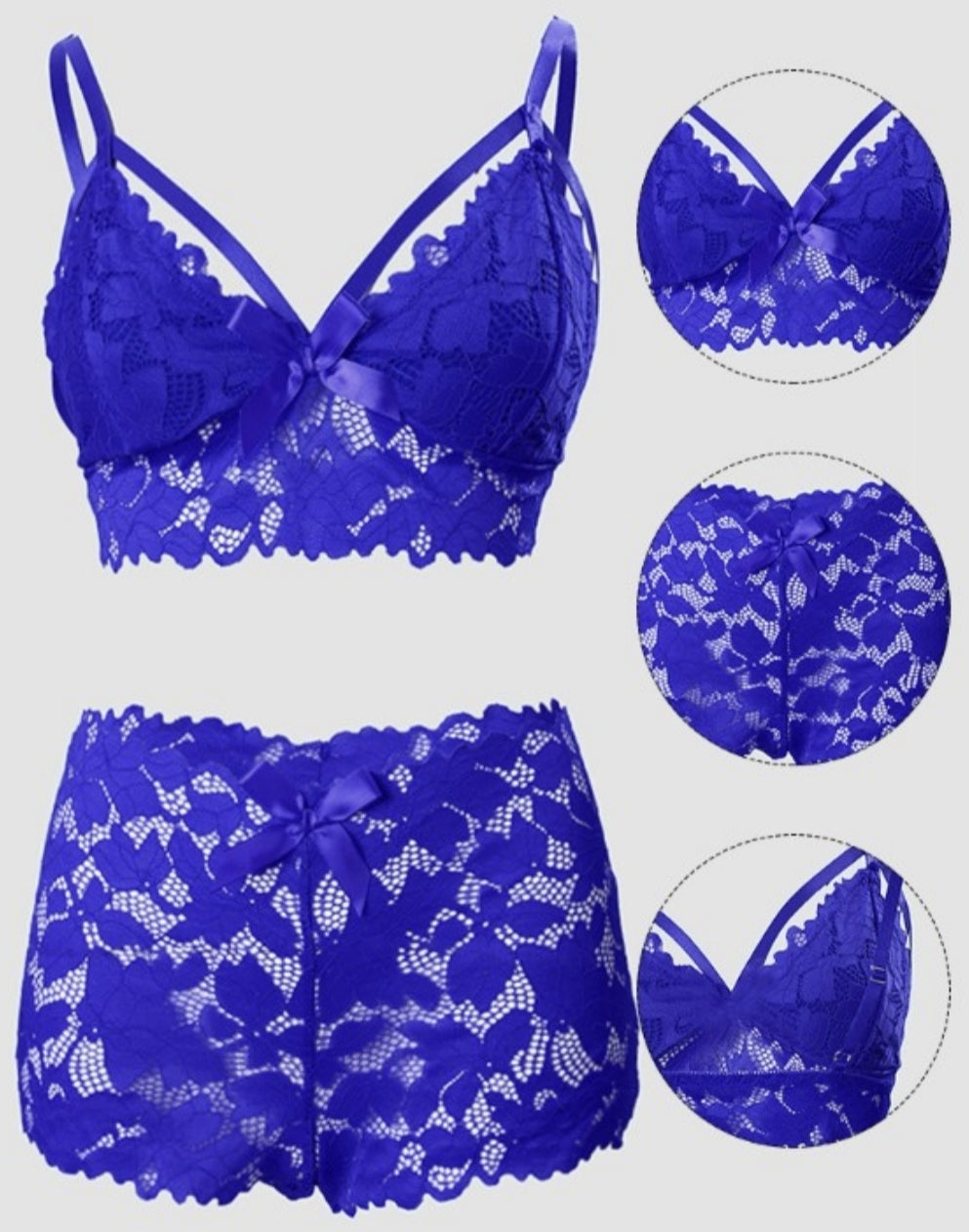 Ensemble de lingerie en dentelle à décor de nœud
