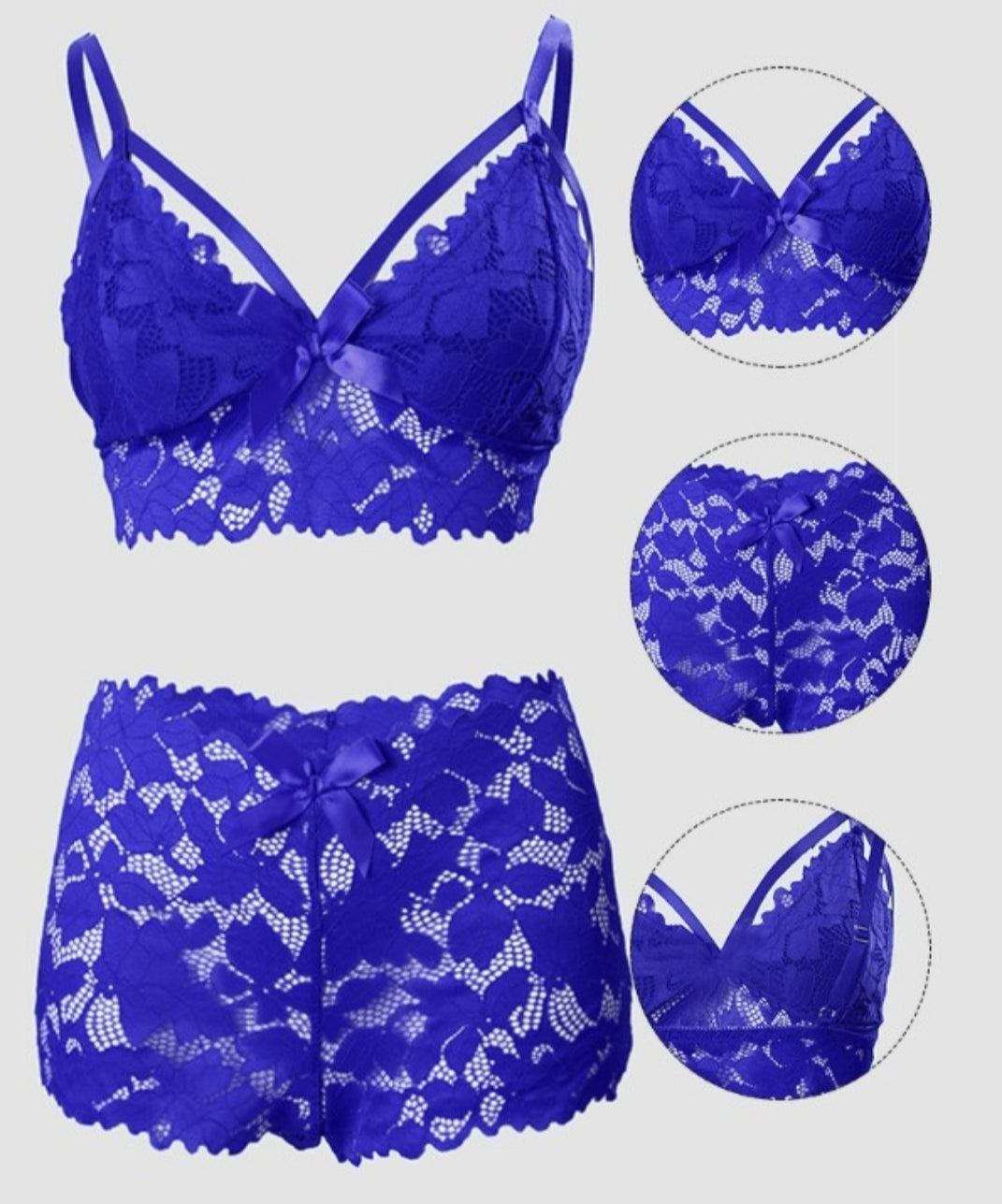 Ensemble de lingerie en dentelle à décor de nœud