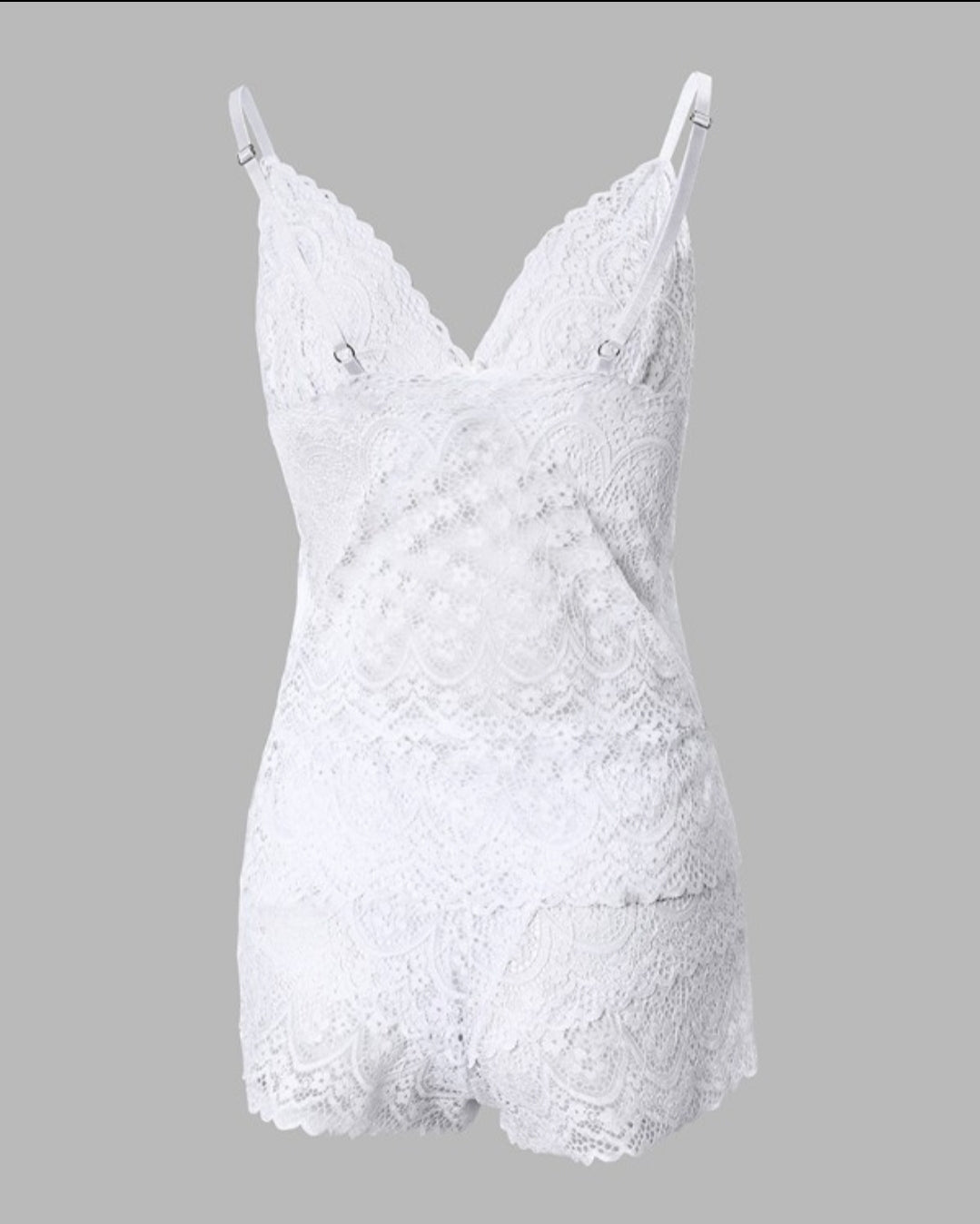 Nuisette ensemble caraco en dentelle à empiècements contrastants