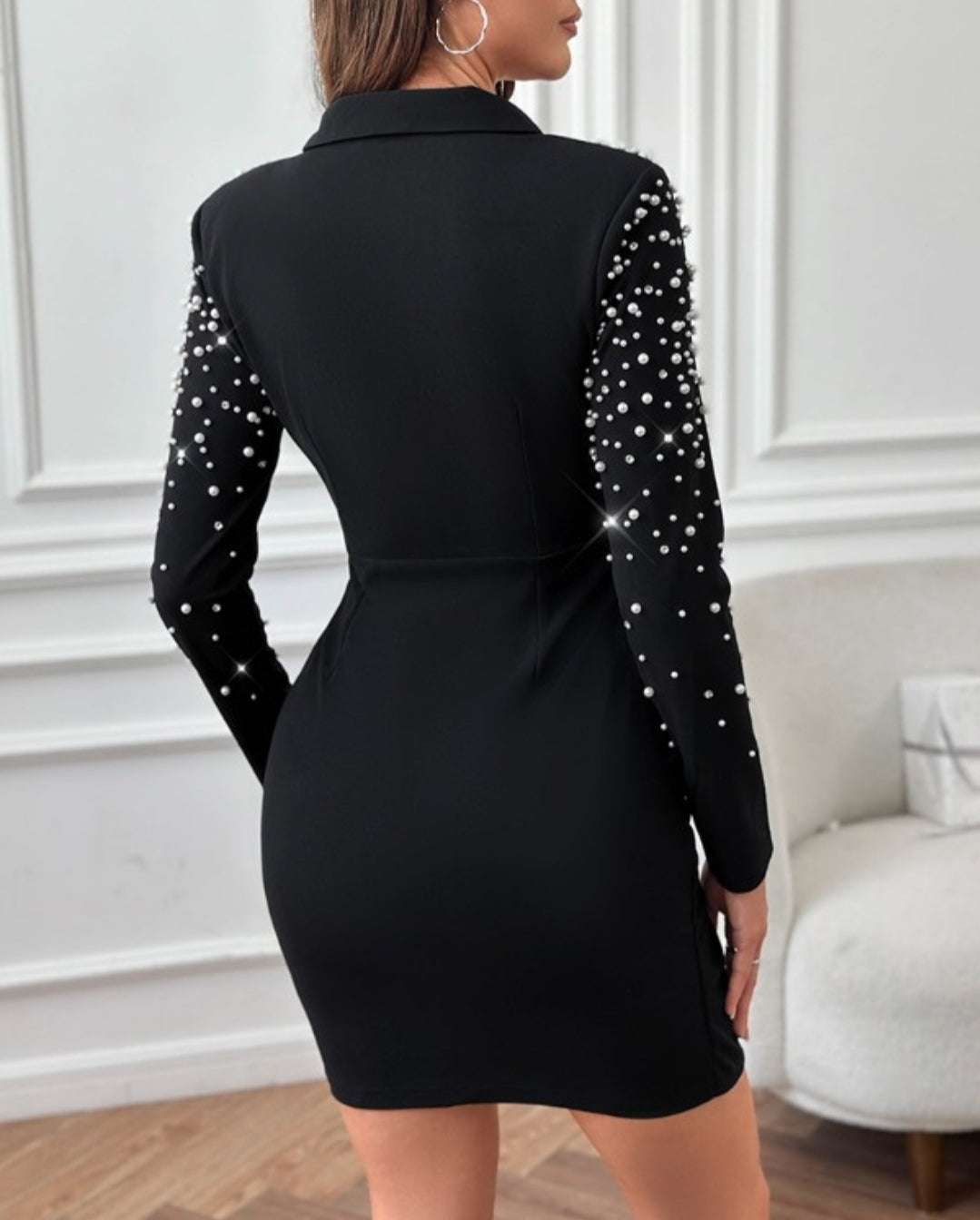 Robe de travail Froncée avec boucles et perles