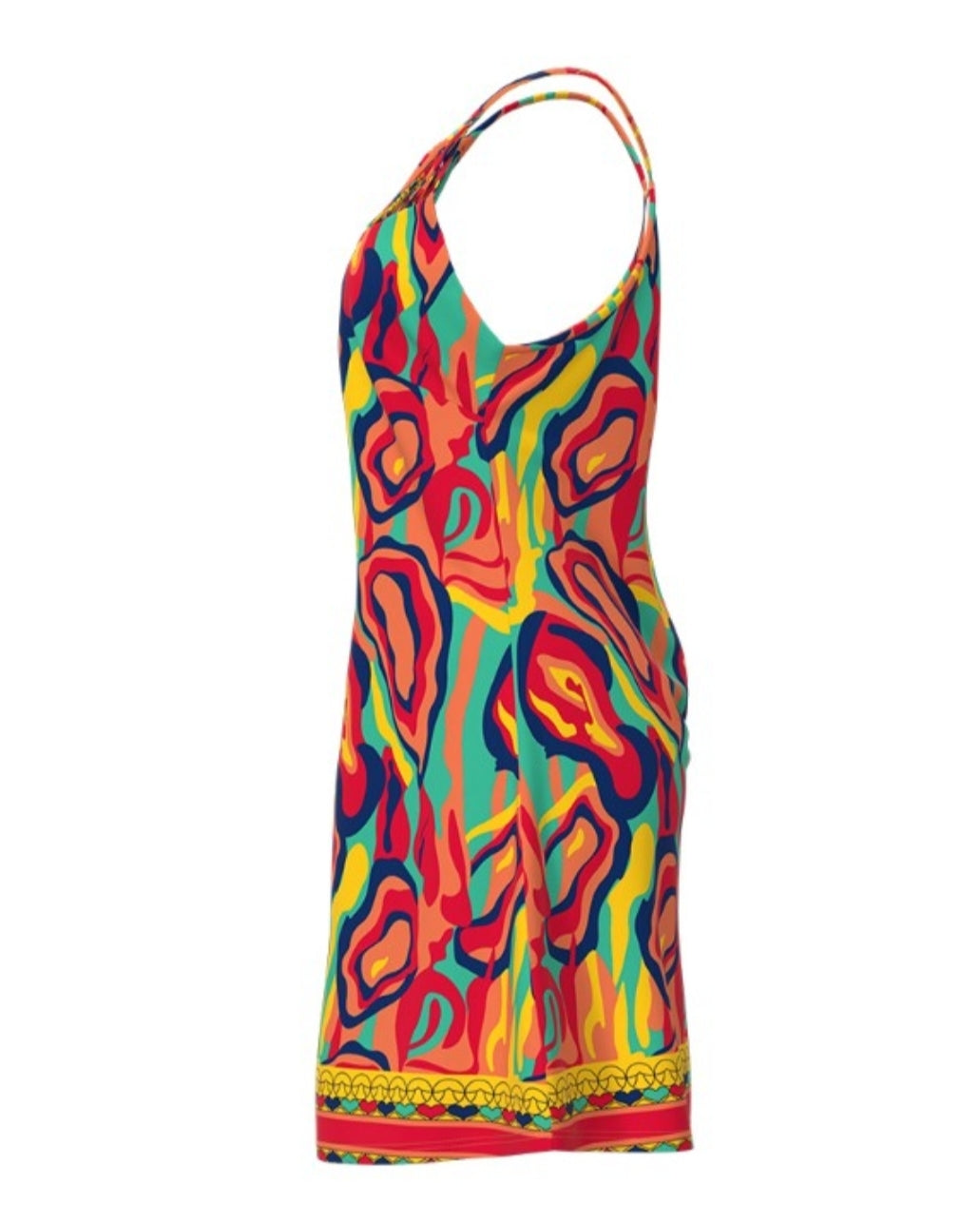 Robe décontractée évidée à imprimé abstrait multicolore