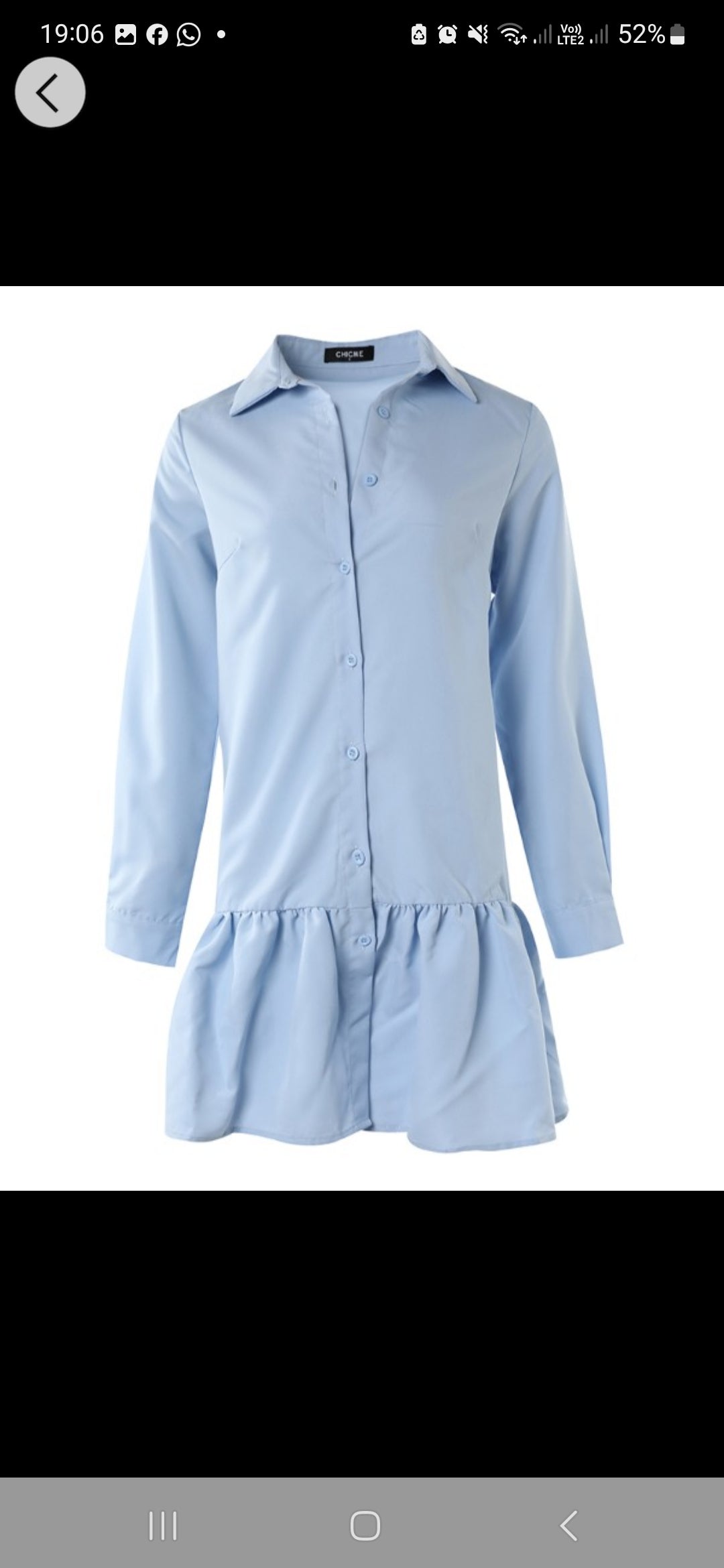 Robe décontractée chemise à manches longues et Ourlet à volants boutonné