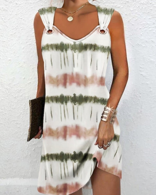 Robe décontractée à oeillets et imprimé tie - dye