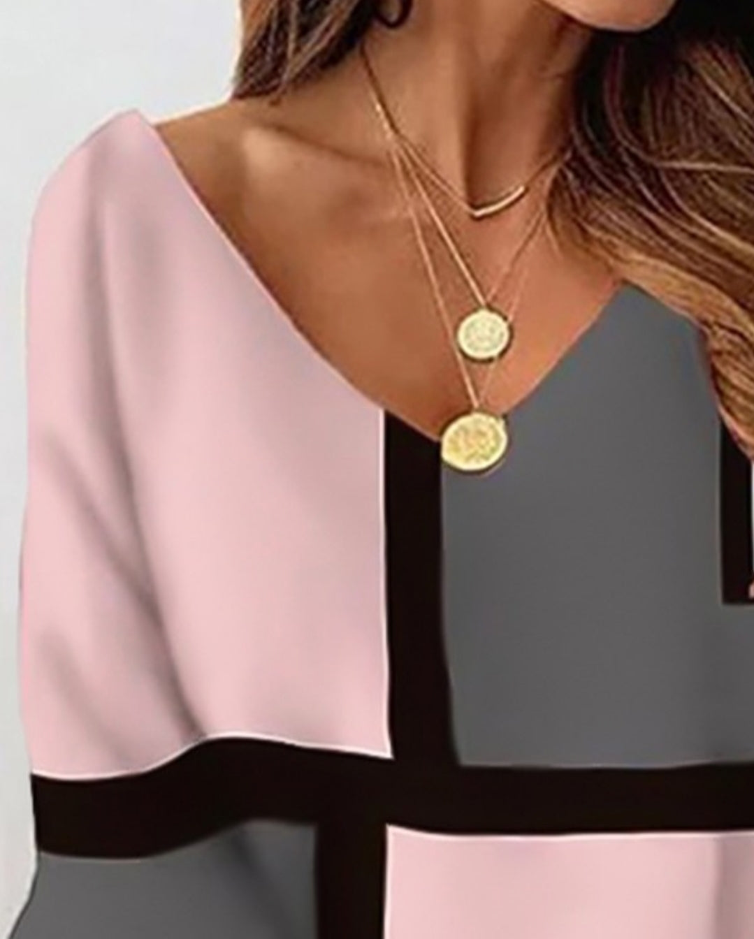 Robe décontractée à imprimé géométrique et blocs de couleurs