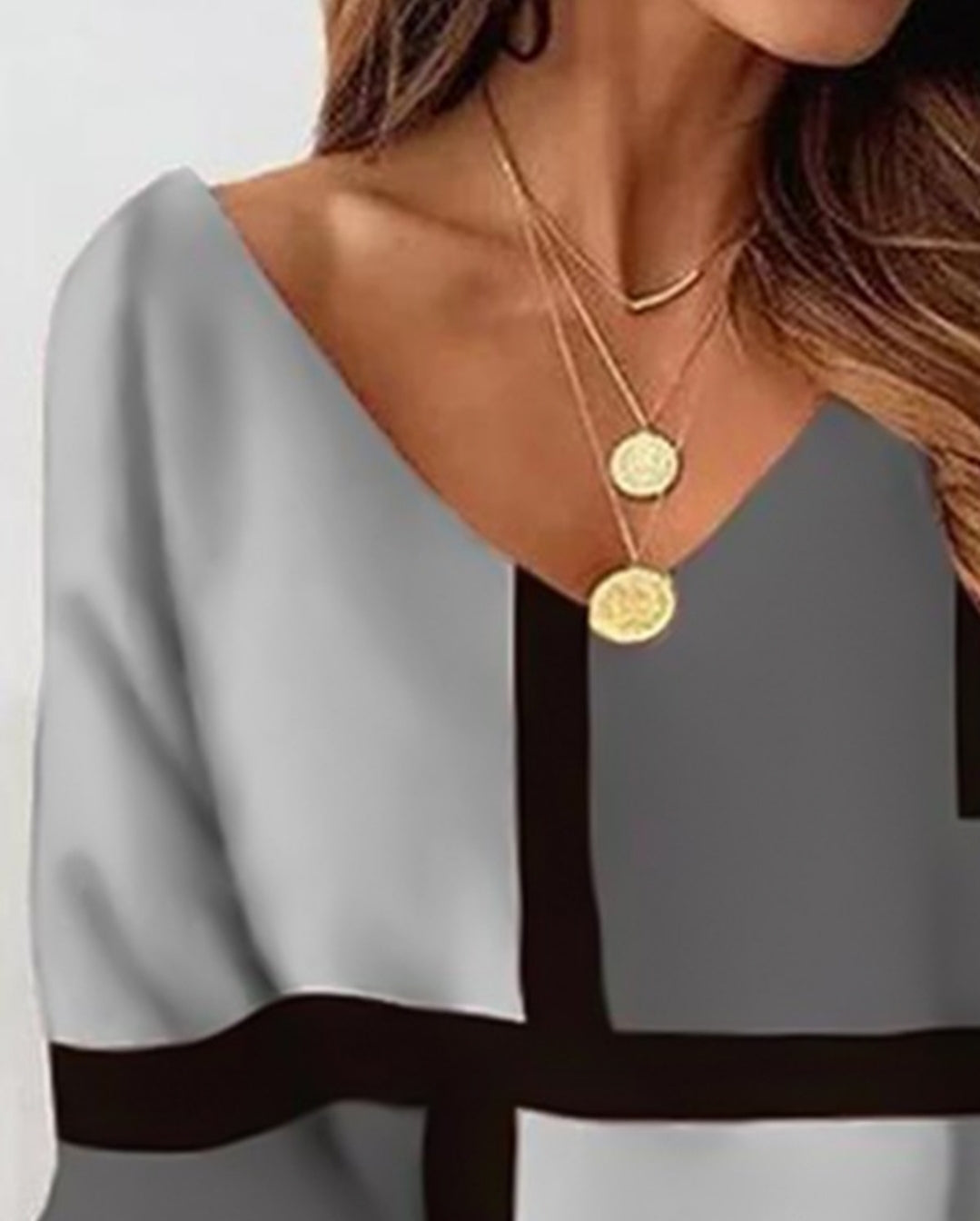 Robe décontractée à imprimé géométrique et blocs de couleurs