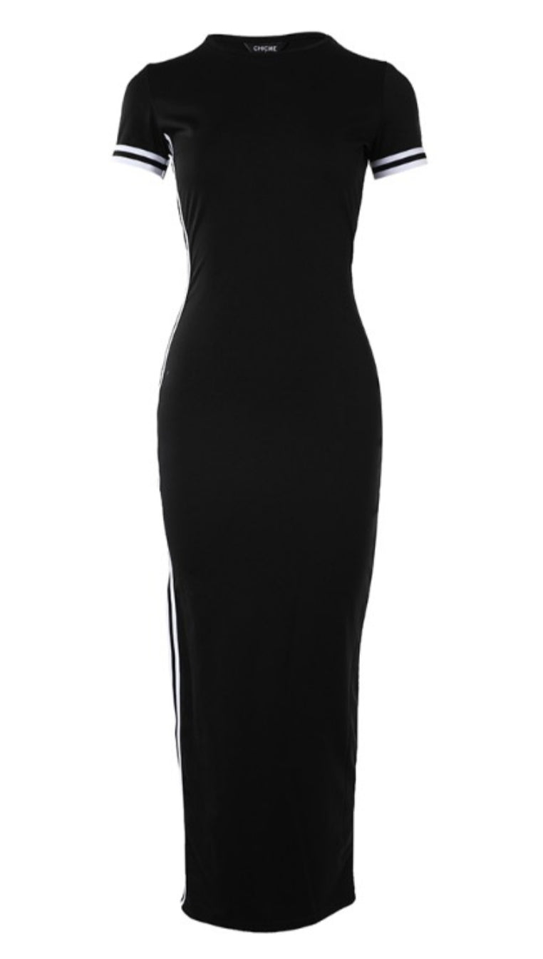 Robe décontractée rayée à fente haute